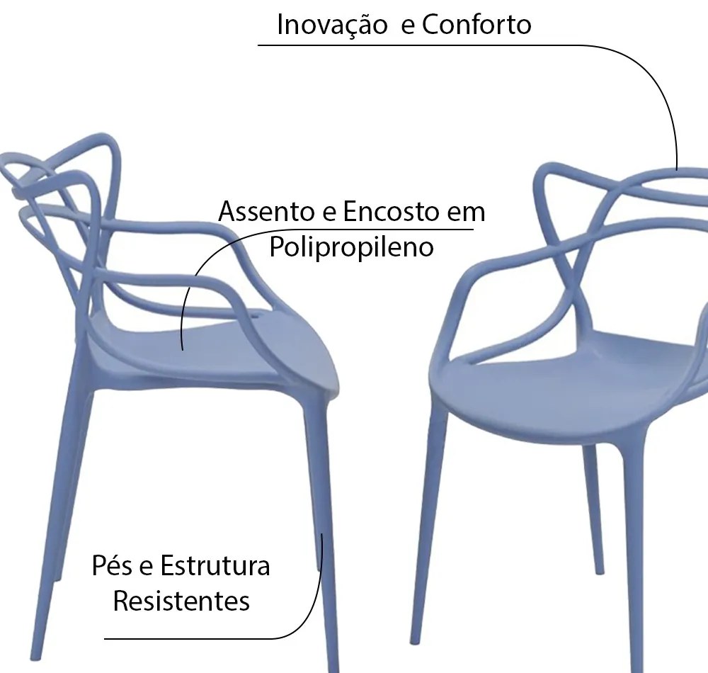 Kit 4 Cadeiras Decorativas Sala e Cozinha Feliti (PP) Azul Caribe G56 - Gran Belo