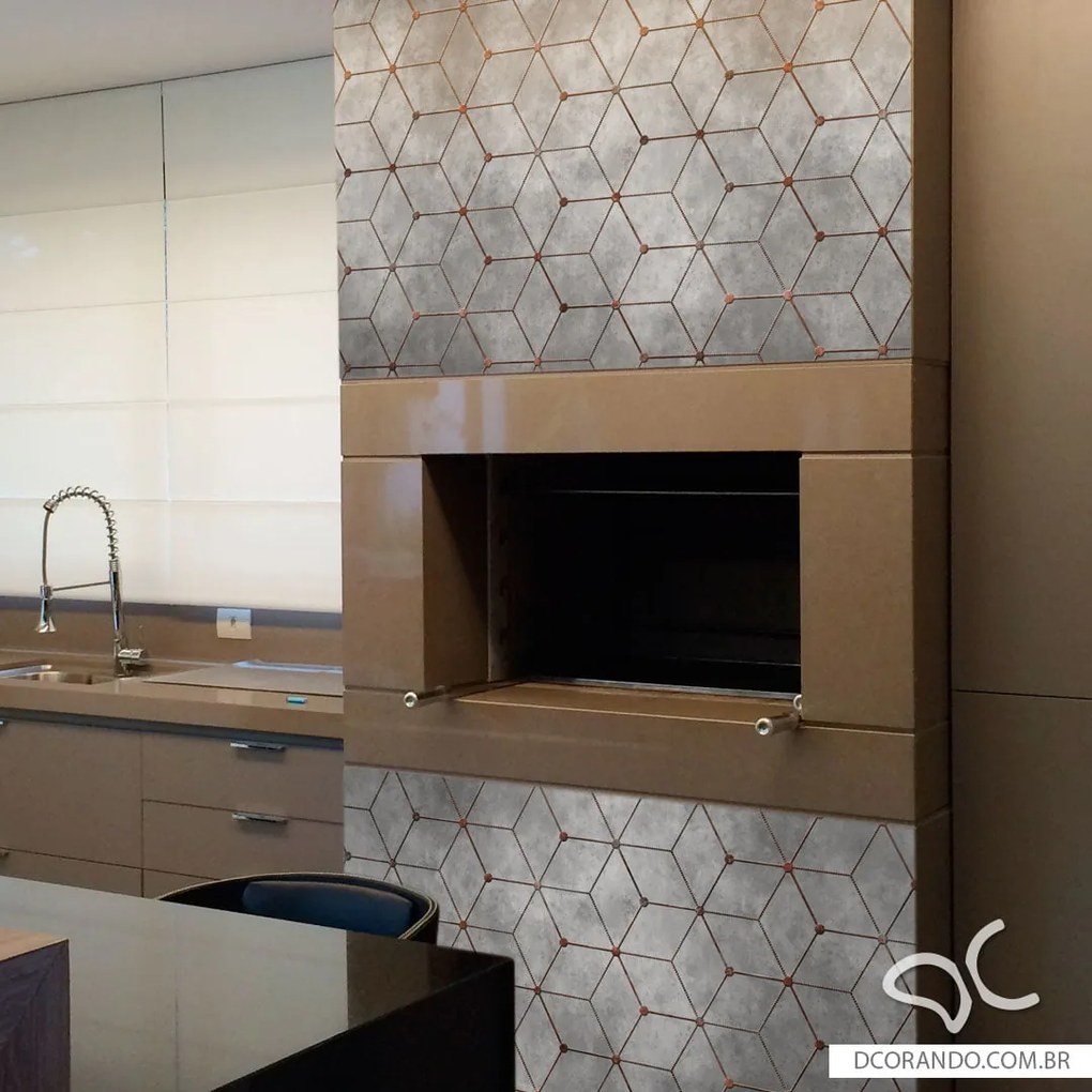 Papel de Parede Cubo Industrial Cimento Queimado Aço Corten