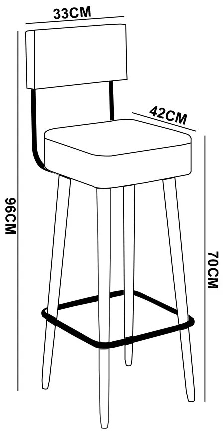 Banqueta Alta Cozinha 70cm Encosto Pé Madeira Barcelona PU Marrom S02 - D'Rossi