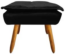 Puff Decorativo Sala de Estar Pés Palito Opla Suede Preto - Ibiza