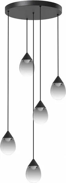 Pendente Led Vidro Fume E Aluminio Preto 30W 3000K Drop