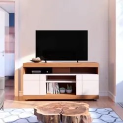 Rack Bancada Para TV 47 Pol 136cm Pavia Freijó/Off White C05 - Mpozena