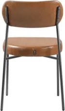 Cadeira Jantar Estofada Pé Metal Preto Kit 2 Lavy Sintético Amarula S0