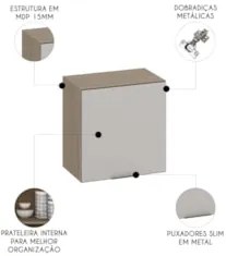 Armário de Cozinha Aéreo 58cm Grace Carvalho Oak/Off White Z44 - Mpoze