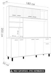 Cozinha Compacta 180cm Martina Freijó/Ripado/Off Acetinado Z44 - Mpoze