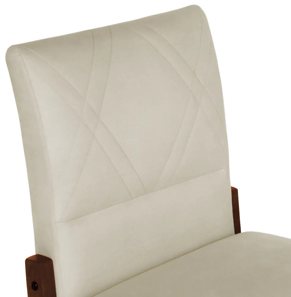 Conjunto 2 Cadeiras De Jantar Aurora Base Madeira Maciça Estofada Suede Bege