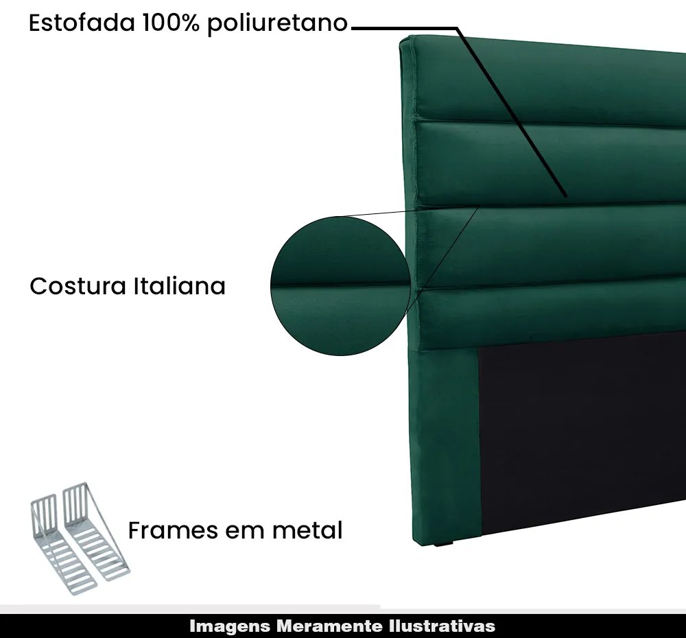 Cabeceira Decorativa 1,40M Guess Veludo Verde Floresta G63 - Gran Belo