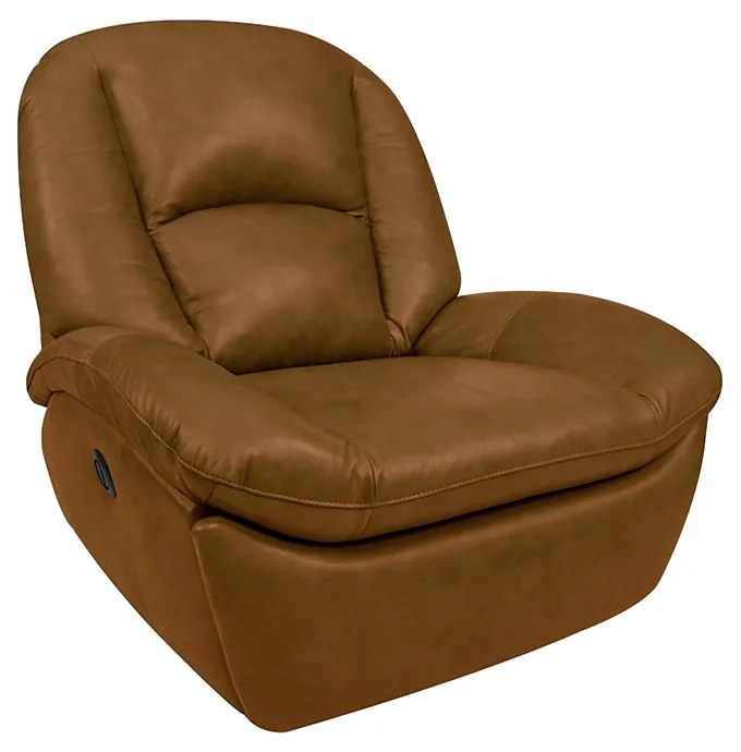 Poltrona do Papai Sala de Cinema Reclinável Carrie Manual Glider Giratória Couro Caramelo Manchado G40 - Gran Belo