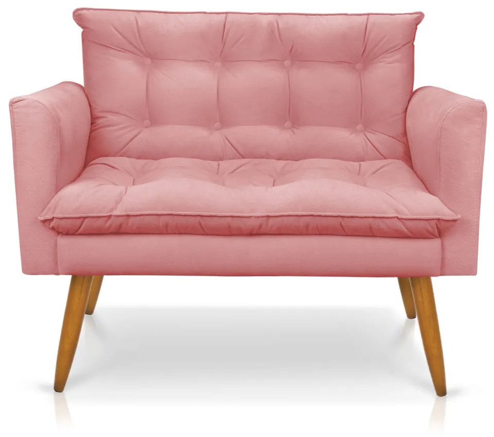 Kit 1 Sofá Namoradeira e 2 Poltronas Tais Suede Pés Palito Castanho - D'Rossi - Rose