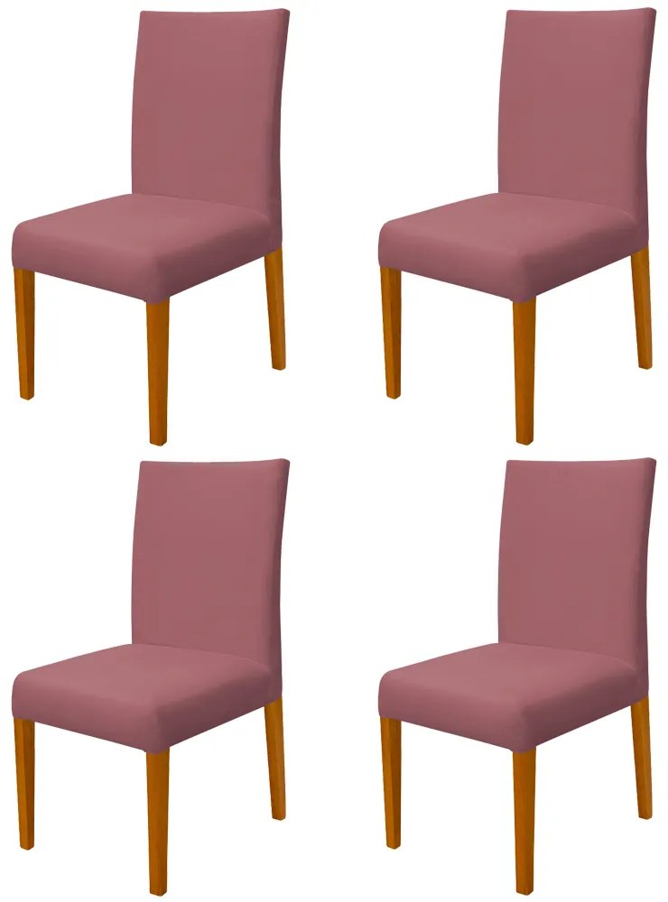 Kit 4 Cadeiras de Jantar Milan Veludo Rosê