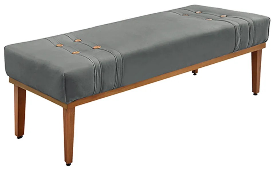 Recamier Decorativo 195cm Kors Veludo Pés de Madeira Cinza G63 - Gran Belo