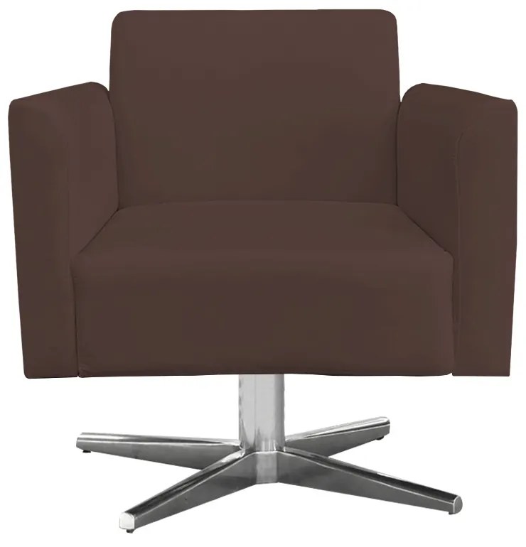 Kit 02 Poltronas Giratória Marisa Suede Base Cromada D03 - D'Rossi - Marrom