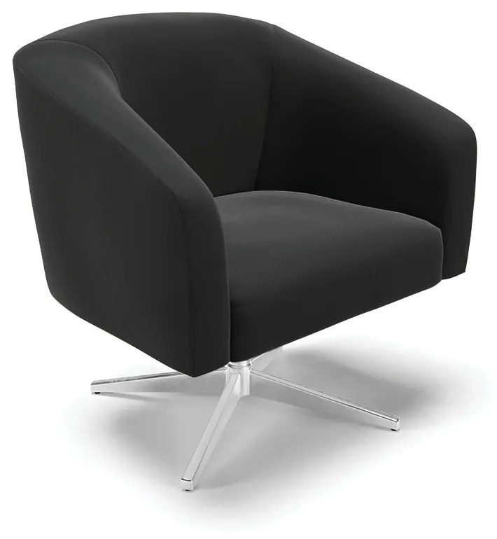 Poltrona Decorativa Giratória Cromada Kit 2 Stella Suede D03 - D'Rossi - Preto