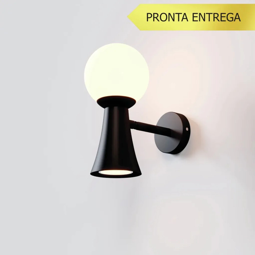 Arandela Cone 10X18,5X18,7 Aluminio E Globo Ø10Cm 01Xmr16 + 01Xg9 - Qi... (BRANCO)