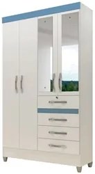 Guarda Roupa Solteiro Sobral 4 Portas Branco/Rosa/Azul/Lilás - Moval