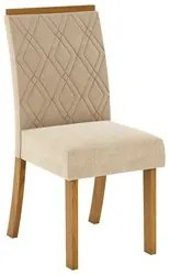 Conjunto Mesa de Jantar Inês Com 4 Cadeiras Vitória H02 Nature/Off Whi