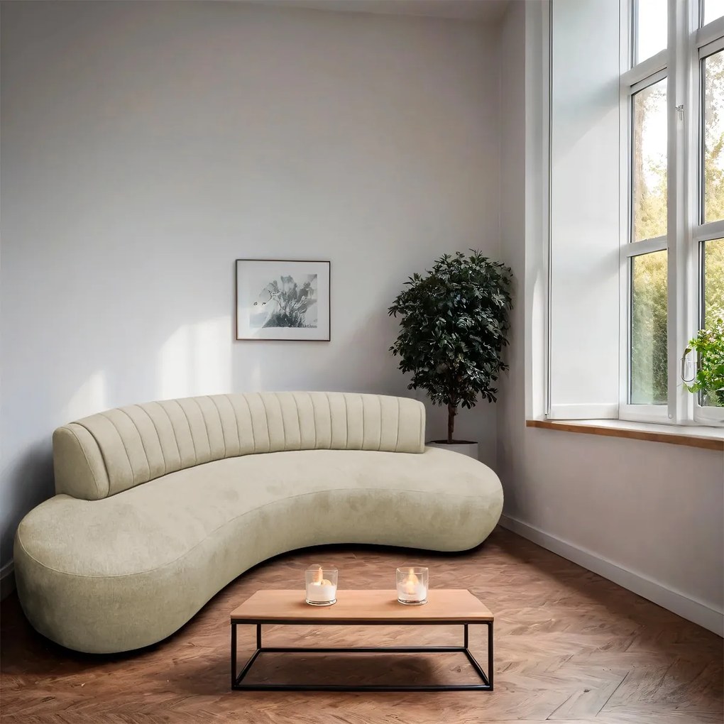 Divã Recamier Celeste Curvo Sala Estar Luxo 180cm Bouclé