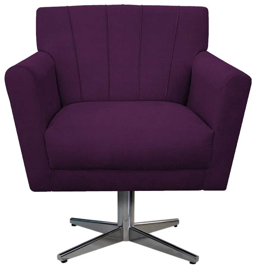 Poltrona Laura Base Giratória de Metal Suede Roxo - ADJ Decor