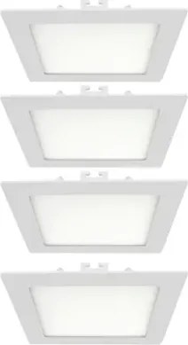 Kit 4 Plafons Led Embutir Quadrado 18W Branco 22,5CM