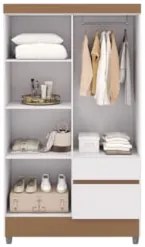 Guarda Roupa Solteiro 103cm Com Espelho Ideal Flex Branco - Vila Rica