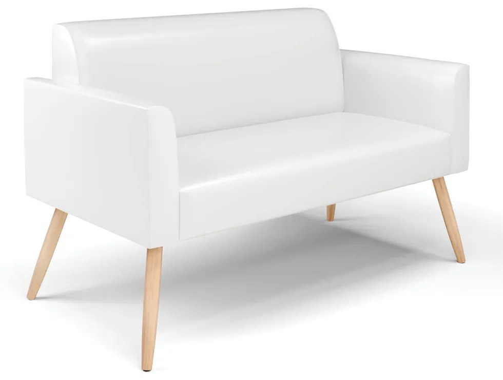 Sofá Namoradeira com Poltrona Pés Palito Natural Marisa Corano D03 - D'Rossi - Branco