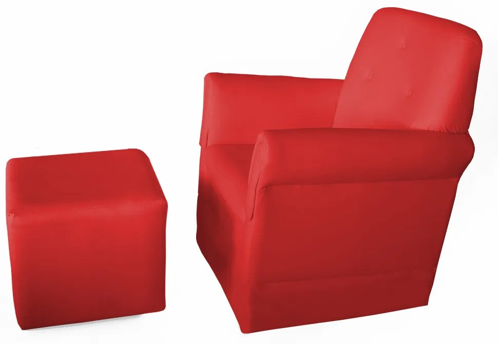 Poltrona Suzi Amamentação Balanço + Puff Suzi Courino Vermelho