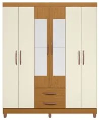 Guarda Roupa Solteiro 154cm com Espelho Dony A02 Off/Cinamomo - Mpozen