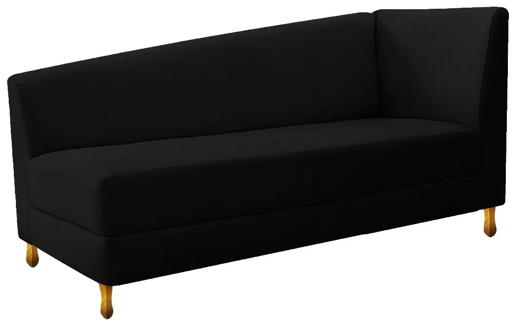 Recamier Valéria 140cm Lado Esquerdo Suede Preto - ADJ Decor