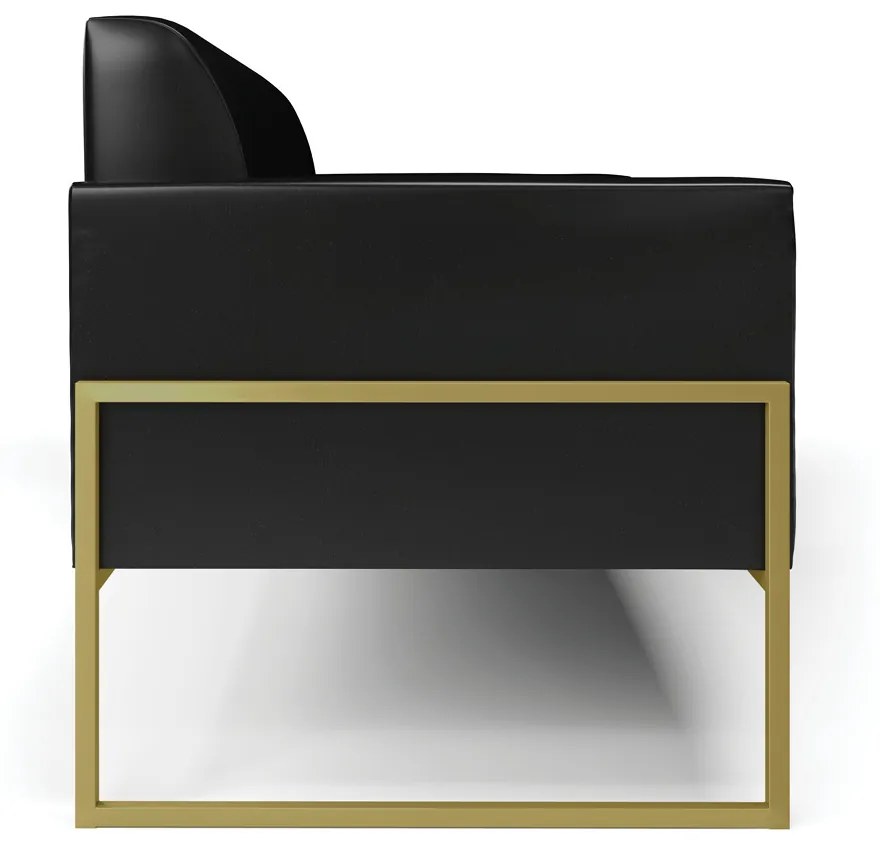 Sofá Namoradeira Base Industrial Alta Dourado Marisa Corano D03 - D'Rossi - Preto