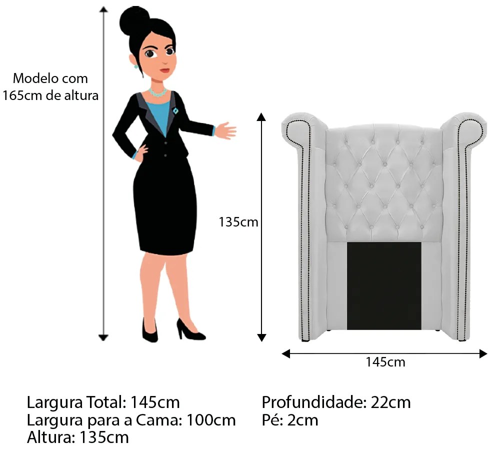 Kit Cabeceira e Calçadeira Veneza 100 cm Solteiro Corano Branco - ADJ Decor