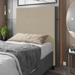 Cabeceira Cama Box Solteiro 90cm Safira Sintético Bege Z51 - Mpozenato