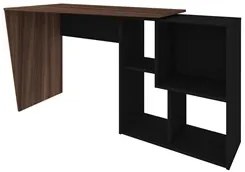 Mesa Escrivaninha 2 em 1 com Nichos Arbo A06 Ipê/Preto - Mpozenato