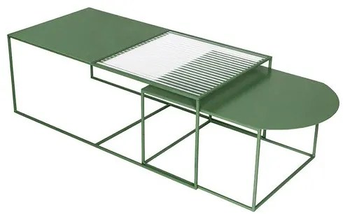 Mesa de Centro Oslo Aço Verde com Vidro Cancelado - 74732 Sun House
