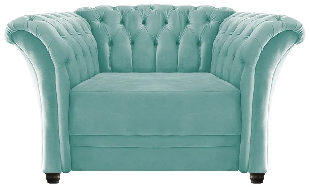 Poltrona Decorativa Chesterfield Sofia Suede Azul Tiffany - ADJ Decor