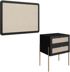 Cabeceira Solteiro e Mesa Pés de Metal Arlo A10 Nero/Dourado - Mpozena