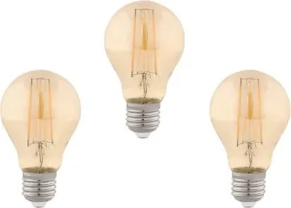 Kit 3 Lâmpadas Bulbo Filamento E27 Led 2W 200Lm