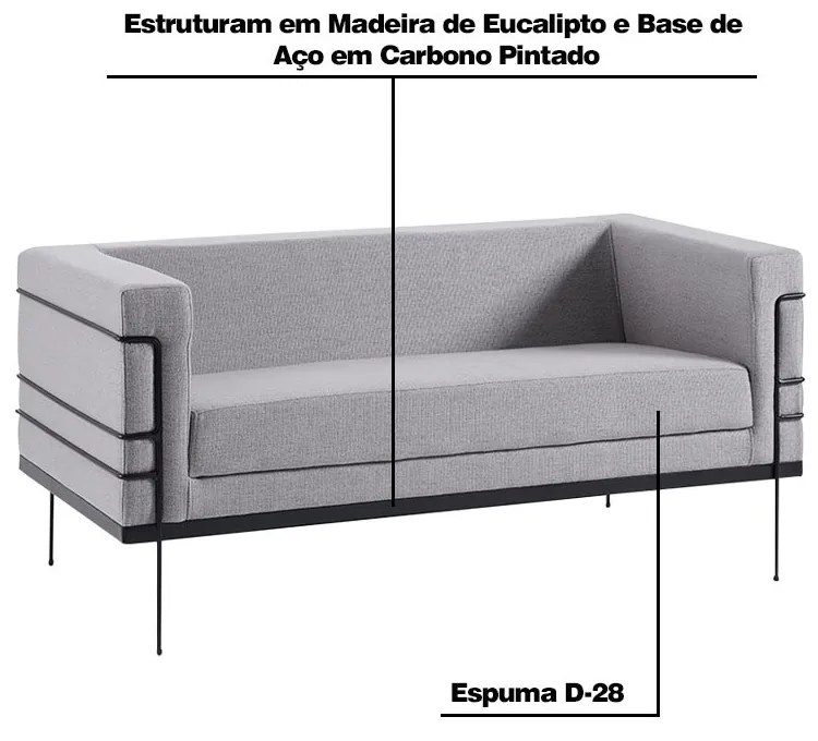 Sofá Jeanneret-Gris 2 Lugares Linhão Cinza G17 - Gran Belo