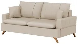 Sofá 180cm 3 Lugares com Almofadas Pés Curvos Veras Suede D05 Bege Cla