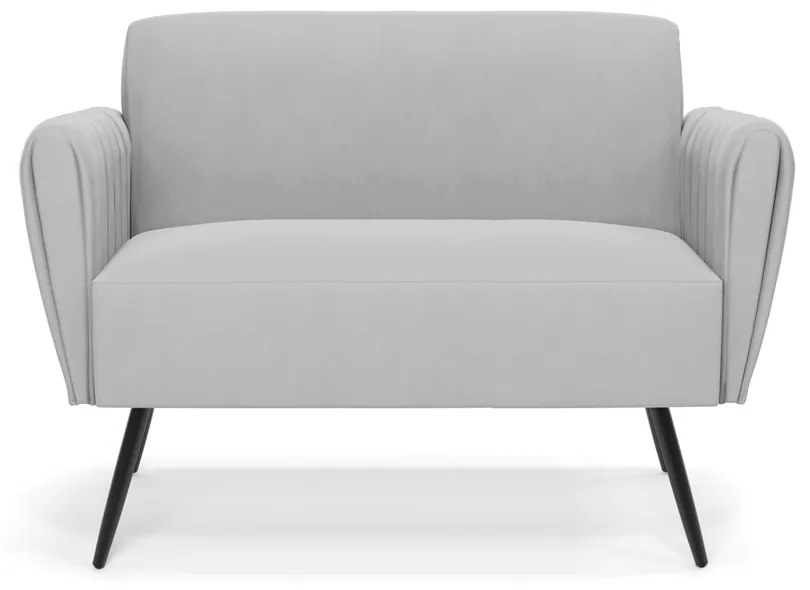 Sofá Namoradeira Pés Palito de Ferro Bruna Suede D01 - D'Rossi - Cinza