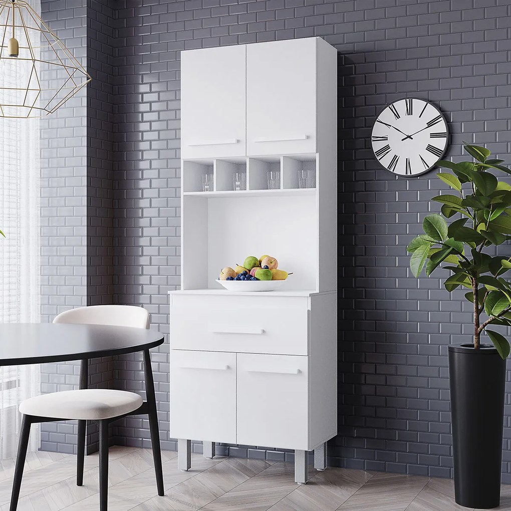 Cozinha Íris Completa com Balcão Rosa e Cooktop 4 Bocas MB1 300cm