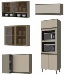 Armário de Cozinha Modulada de Canto Torre Quente Dupla 10 Peças Conne