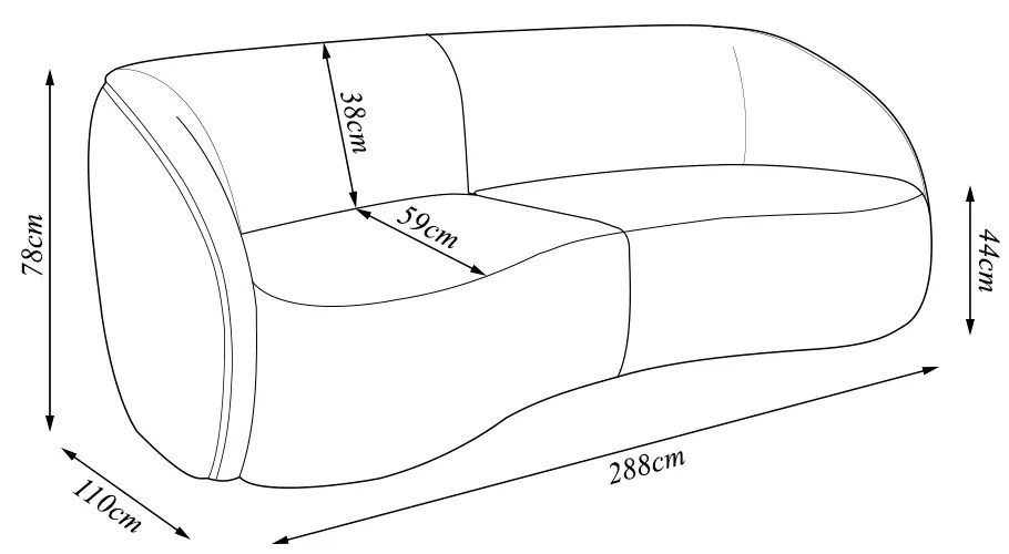 Sofá Bipartido Sala de Estar 288cm Clarke Veludo Cinza G45 - Gran Belo