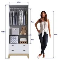 Guarda Roupa Infantil 73cm 2 Portas 2 Gavetas Favo de Mel 005 Branco -