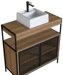 Gabinete Banheiro Liny Com Cuba e Espelheira Moscow Mel Z54 - Mpozenat