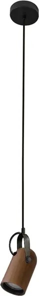 Pendente Metal Preto E Madeira Forest
