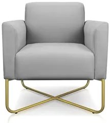 Kit 2 Poltronas Decorativas Base Industrial X Dourada Maressa S10 Sued