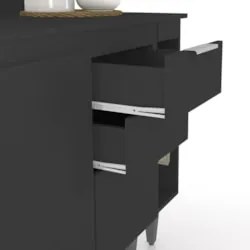 Armário de Cozinha Com Tampo CP11 200cm Pérola Preto Z34 - Mpozen