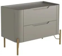 Mesa Cabeceira Quarto 68cm 2 Gavetas Becca Grigio/Dourado I06 - Mpozen