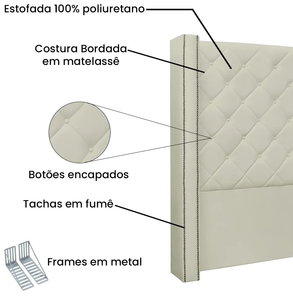 Cabeceira Cama Box Casal Queen 160cm Vicenza Corano Bege - Sheep Estofados - Bege