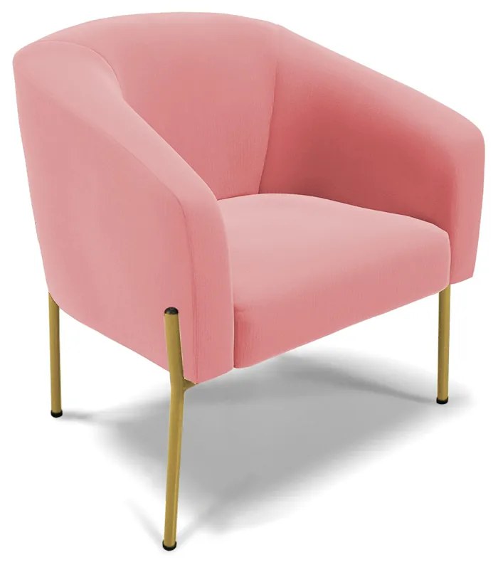 Namoradeira e 2 Poltronas Pé de Ferro Dourado Stella Suede D03 - D'Rossi - Rose